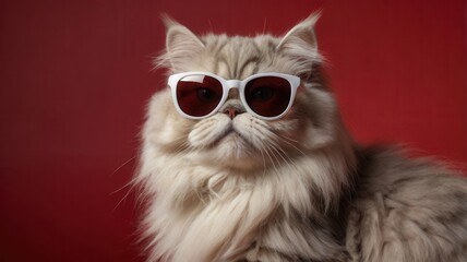 Obraz premium A cat wearing sunglasses and looking at the camera