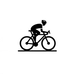 Obraz premium Isolated black and white vector illustration of athlete cyclist on white background.