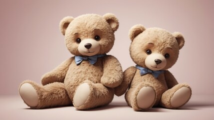 Obraz premium Zwei Süße Teddybären Pinker Hintergrund