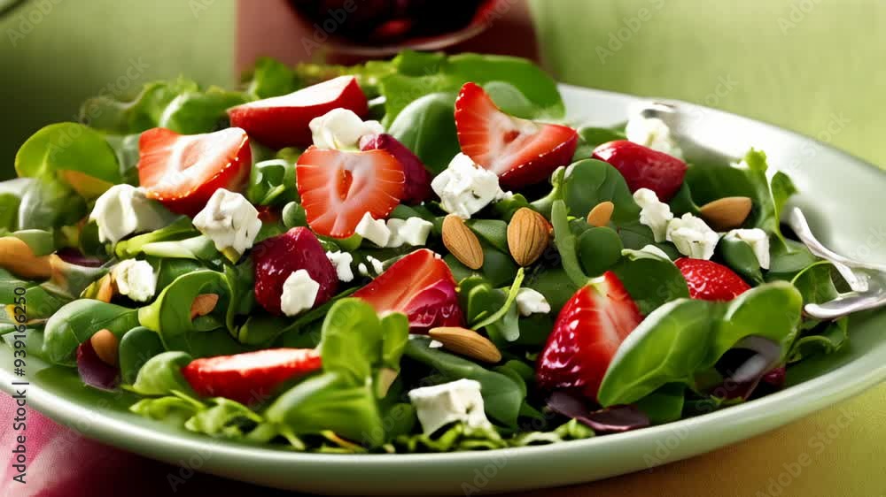 Canvas Prints  Fresh and vibrant salad with strawberries and almonds