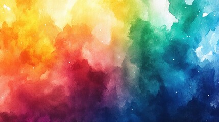 Fototapeta premium A colorful rainbow watercolor background with abstract textures, offering a lively and vibrant visual for creative projects