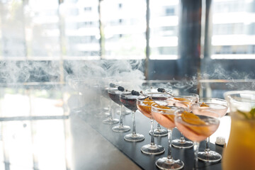 cocktail at the bar, buffet