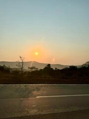 sunset over the river