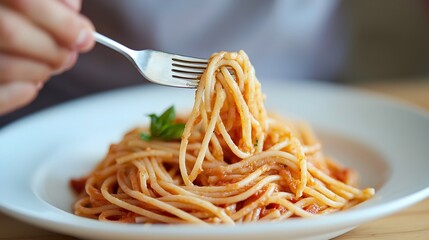 Delectable Spaghetti Bolognese Dish Served on Wooden Table