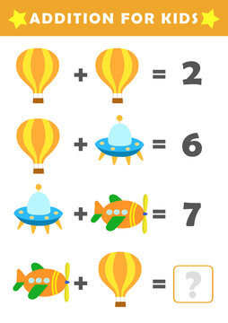  Fun Math Logic Puzzles for Kids. Math Game with Cute Balloon Pictures. Math Activities for Children. Addition for Kids.