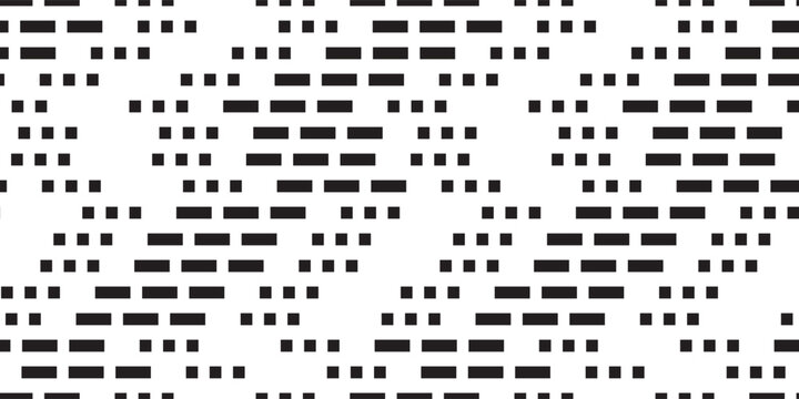 Morse code seamless pattern. Abstract digital bg with specific signs. Squares and rectangles means sos in universal language. Geometric vector texture