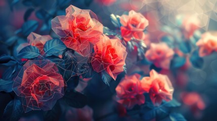 Obraz premium abstract flowers geometric background with polygons