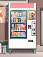 The image could be named Fridge filled with food and drinks, surrounded by digital icons and slot machine elements
