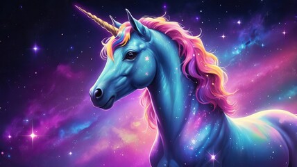 Fototapeta premium Abstraktes Einhorn Farbenfrohes Kunst Gemälde