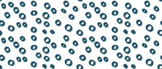 Seamless abstract geometric pattern. Simple background blue, white texture. Digital brush strokes background. Circles. Design for textile fabrics, wrapping paper, background, wallpaper, cover.