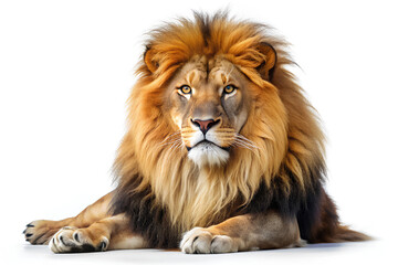 Majestic lion isolated on white background, Clipping path