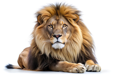 Obraz premium Lion with a flowing mane, isolated on white background, Clipping path