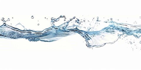 A wave of water with air bubbles in front of a white background.