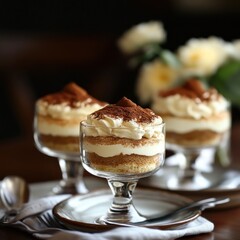 Delicious Tiramisu Dessert in Glass Dessert Cup - Food Photography