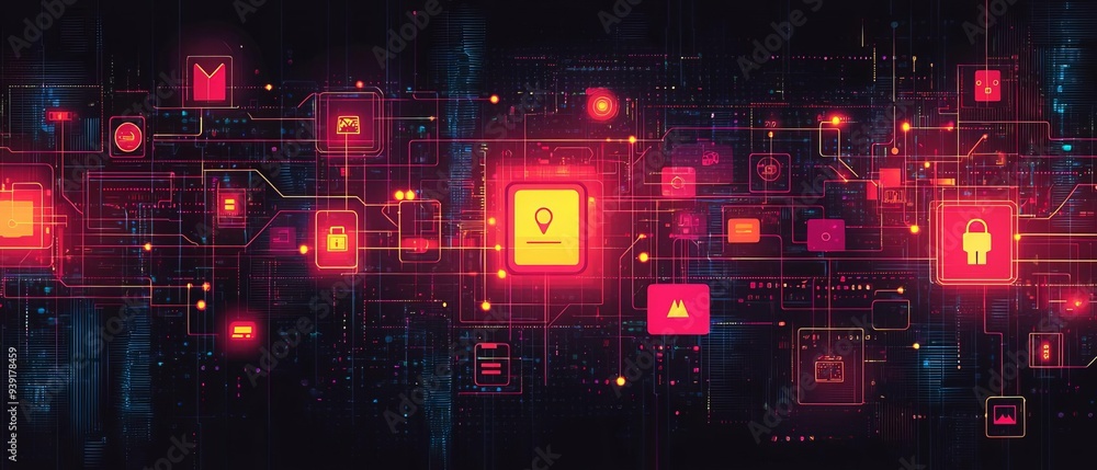 Poster an abstract digital representation of a firewall protecting a phones pin entry, with floating securi