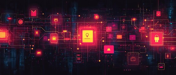 An abstract digital representation of a firewall protecting a phones PIN entry, with floating security icons and data shields