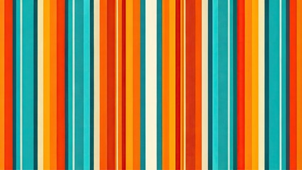 Obraz premium Retro colorful striped pattern fills the frame, evoking the iconic 1970s fashion trend, with bold and bright hues of orange, yellow, and turquoise.