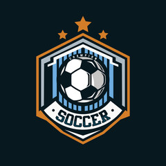 Soccer Football Badge Logo Design Templates | Sport Team Identity Vector Illustrations isolated on black Background