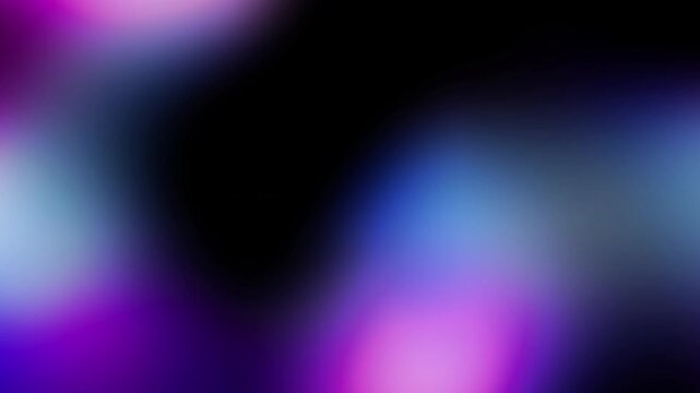 Looping abstract clowing background with multicolored blurred gradients moving on dark