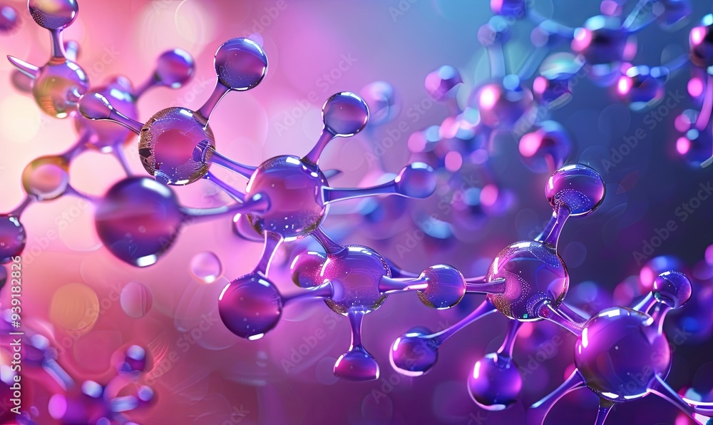 Aufkleber abstract 3d rendering of a molecule, with a colorful background.