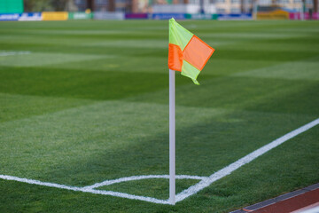 CORNER FLAG ON THE FOOTBALL FIELD , large stadium © Ivan