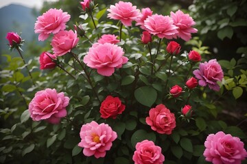 pink roses in garden