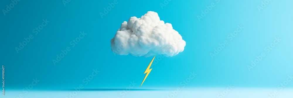 Poster a 3d icon of a thundercloud with a lightning bolt striking down representing a stormy weather condit