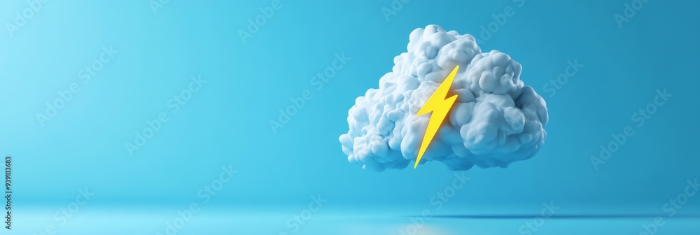 Poster a 3d icon of a thundercloud with a lightning bolt striking down representing a stormy weather condit