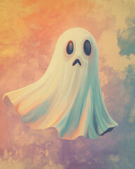 Cute but Spooky Pastel Ghost Illustration