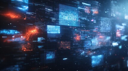 Fototapeta premium Abstract Digital Interface with Blue and Orange Glowing Elements