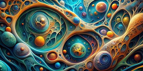 Naklejka premium Biomorphic Abstractions: Fluid, organic forms, cellular, cellular patterns