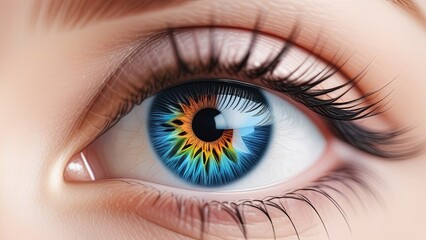 Fototapeta premium Left Eye With Rainbow Colors