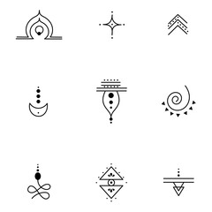 A set of small esoteric mystical symbols for tattoos