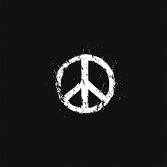 Simple peace symbol icon on black background