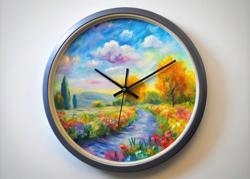 Chronometric Canvas: Painted, Pastel, Artistic, Clock, Impressionist