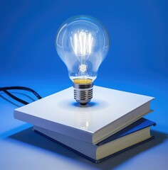 Light bulb with open book. idea tip education, knowledge creates ideas