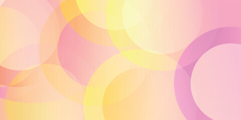 Minimalist banner background, pastel colorful, pink and yellow gradations. Circle effect style geometric, abstract background. Eps 10.