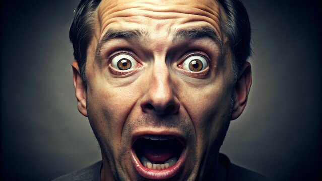 Contorted Facial Lines: Wrinkled face with exaggerated expressions of surprise, fear, or disbelief.