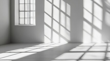 Gray background for product presentation with shadow and light from windows