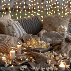 Popcorn kernels popping in slow motion, capturing the mesmerizing transformation from kernels to fluffy popcorn, on solid PNG background.