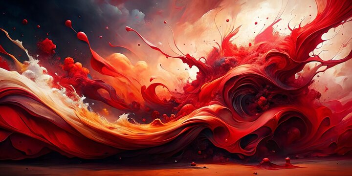 Crimson Canvas: Intense, passionate, fluid, bold strokes, dramatic