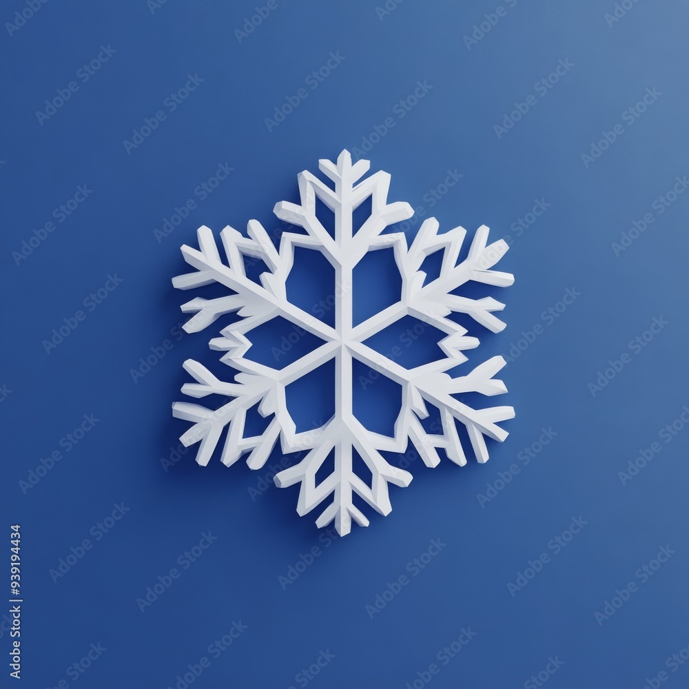 Poster a 3d single icon of a snowflake with intricate details representing cold winter weather designed in 