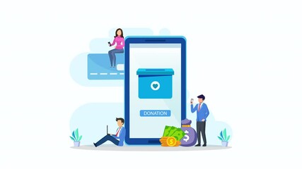 Charitable Online donations and fundraising 2d video animation 4k clip