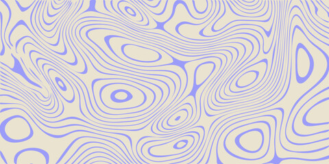 Liquid flowing wavy texture. Abstract thin line pattern. Retro psychedelic background