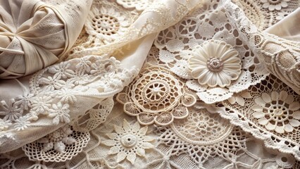 Delicate Lace and Doilies: Intricate patterns, sheer fabrics, feminine touch