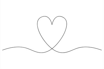 Heart continuous one line art drawing color shape Love sign outline illustration
