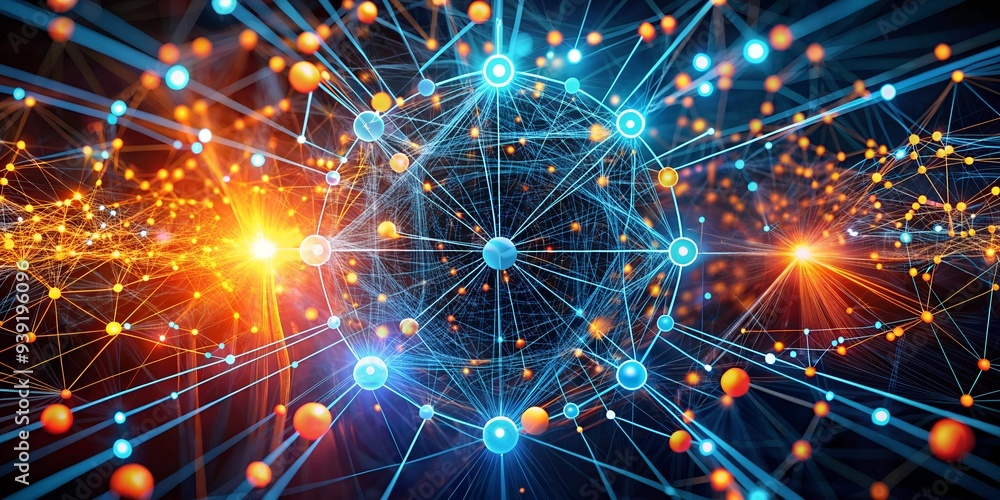 Poster abstract network: a mesmerizing abstract illustration of a complex network of interconnected nodes, 