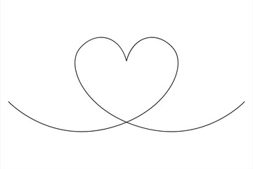 Heart continuous one line art drawing color shape Love sign outline illustration
