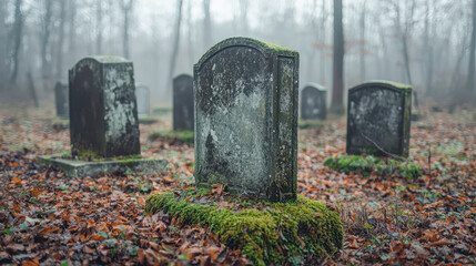 Haunting Halloween Night A Glowing Jack-O'-Lantern Stands Guard Before a Spooky Fog-Enveloped Haunted House Under the Full Moon, Creating the Perfect Eerie Atmosphere