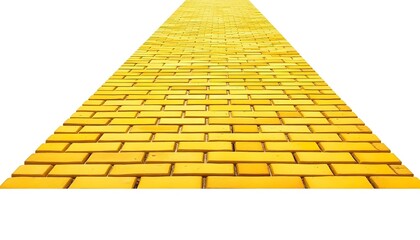 A yellow brick road isolated on a white background